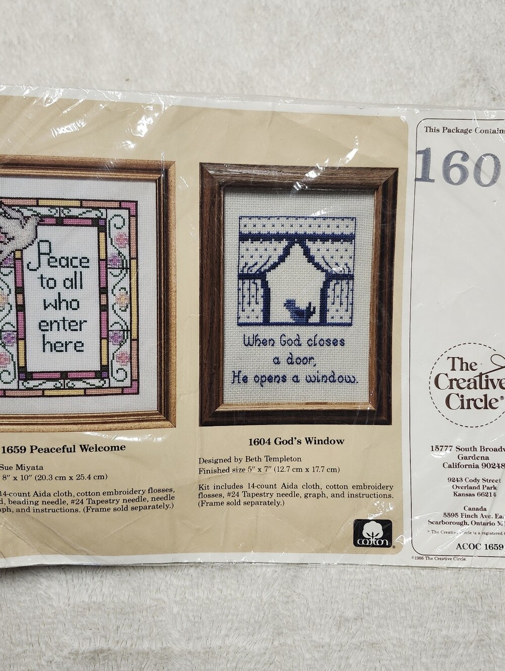 • The Creative Circle #1604 GOD'S WINDOW Cross Stitch Kit Vintage 1986 Sz 5"x7"